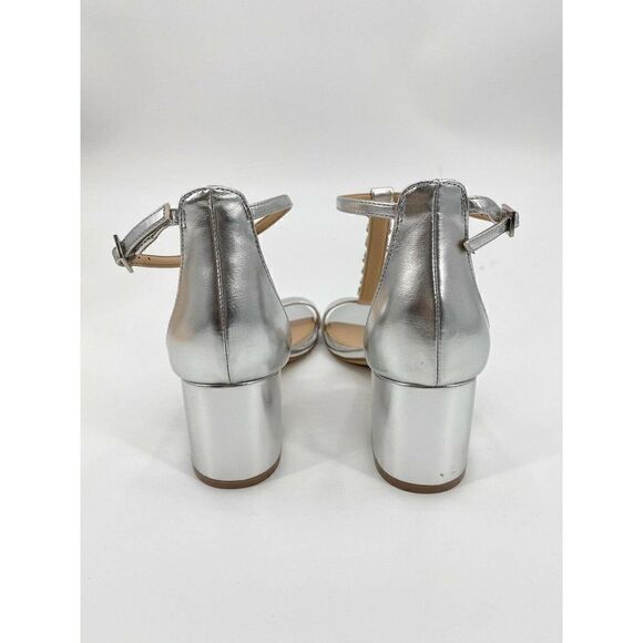 Jewel Badgley Mischka Farah Wedge Sandal Silver US 6.5 Embellished Formal Shoe - Picture 3 of 6